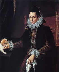 Retrato de dama con perrito. Lavinia Fontana