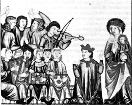 detalle de una de las Cantigas de Sta. Maria, Alfonso X, Castilla s.XIII