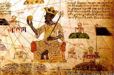 Rey de Mali. Detalle del Atlas Catalc, ca. 1340. BN Paris
